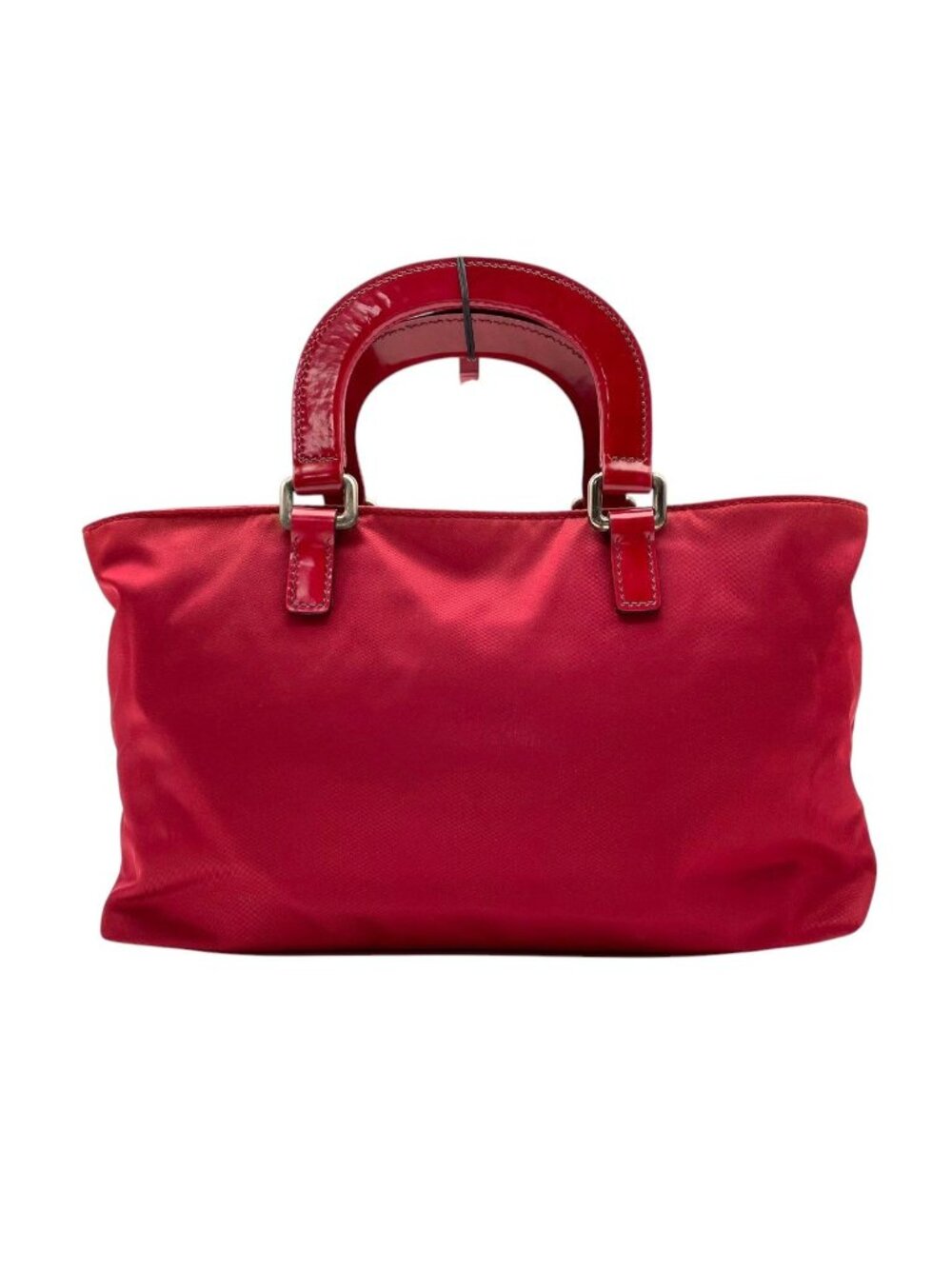 Prada Tote Mini Bag Nylon Patent Enamel Tessuto Red Vintage Classic Outing Walk - Picture 3 of 10